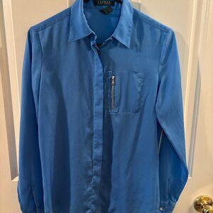 Lauren Ralph Lauren Women's Blue Button-Down Blouse Shirt ~ XS
